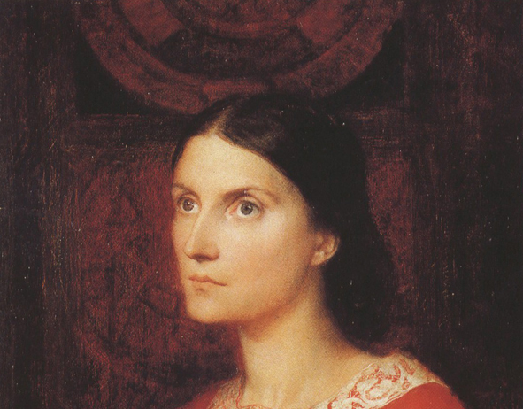 Portrait of Lady Wolverton,nee Georgiana Tufnell,half length,earing a red dress (mk37)